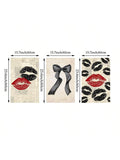 Set Of 3 Black And Red Lips Prints Canvas Paintings Dark Coquette Wall Art Black Bow Retro Trendy Home Decor Coquette Aesthetic Room Decor Unframed