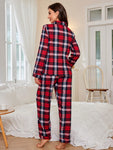 Women Christmas Plaid Pattern Pajama Set