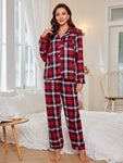 Women Christmas Plaid Pattern Pajama Set