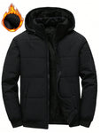 Manfinity Homme Men's Solid Color Long Sleeve Hooded Padded Coat, Winter