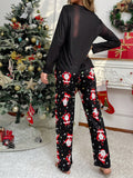 Christmas Themed Fun Santa Claus Gifting Joy Print Pajama Set