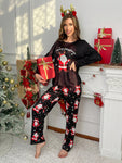 Christmas Themed Fun Santa Claus Gifting Joy Print Pajama Set