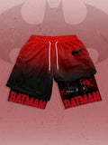 Batman X ROMWE Men's Summer Gradient Letter And Bat Pattern Drawstring Waist Shorts