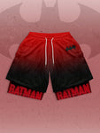 Batman X ROMWE Men's Summer Gradient Letter And Bat Pattern Drawstring Waist Shorts