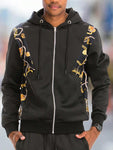 Mens Status Designer Print Zip Up Jacket Track Suit Two Piece Set