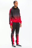 Mens Ombre Print HoodedZip Up Jacket Track Suit Two Piece Set