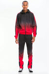 Mens Ombre Print HoodedZip Up Jacket Track Suit Two Piece Set