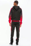 Mens Ombre Print HoodedZip Up Jacket Track Suit Two Piece Set