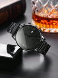 Fashionable 4pcs Men's Quartz Watch Set With Calendar Function - Non-Waterproof Black Zinc Alloy Case