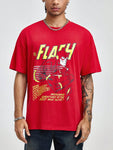 THE FLASH X ROMWE Men's Casual Anime Hero Characters And Slogans Printed Drop Shoulder Loose Short Sleeve T-Shirt Summer