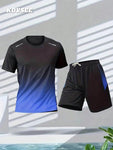 KOVSEE 1Set Men's Outdoor Sports Running Basketball Soccer Jerseys Quick Dry Breathable Sportswear Fitness Two Piece Set