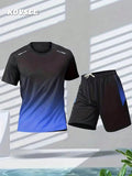 KOVSEE 1Set Men's Outdoor Sports Running Basketball Soccer Jerseys Quick Dry Breathable Sportswear Fitness Two Piece Set