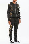 Mens Status Designer Print Zip Up Jacket Track Suit Two Piece Set