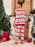 2pcs Men's Plush Christmas Pajama Set With Long Pants And Long Sleeve Casual Sleepwear Homewear, Family Matching Outfits Mommy And Me (4 Sets Sold Separately) - MapleCo