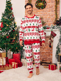 2pcs Men's Plush Christmas Pajama Set With Long Pants And Long Sleeve Casual Sleepwear Homewear, Family Matching Outfits Mommy And Me (4 Sets Sold Separately) - MapleCo