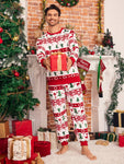 2pcs Men's Plush Christmas Pajama Set With Long Pants And Long Sleeve Casual Sleepwear Homewear, Family Matching Outfits Mommy And Me (4 Sets Sold Separately) - MapleCo