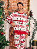 2pcs Men's Plush Christmas Pajama Set With Long Pants And Long Sleeve Casual Sleepwear Homewear, Family Matching Outfits Mommy And Me (4 Sets Sold Separately) - MapleCo