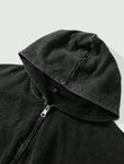 Men's Vintage Zipper Closure Hoodie With Number 77 Graphic Print, Spring Autumn - MapleCo