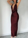 Women's Sexy Draped Neck Backless Summer Dress