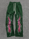 Manfinity EMRG Men's Casual Flame Print Drawstring Waist Straight Loose Sweatpants