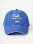 1pc Embroidered "Faith Over Fear" Washed Baseball Cap, Adjustable Sun Protection Casual Hat Suitable For Spring, Autumn, Outdoor, Travel, Beach, Unisex Y2K Style