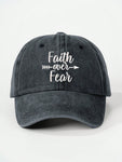 1pc Embroidered "Faith Over Fear" Washed Baseball Cap, Adjustable Sun Protection Casual Hat Suitable For Spring, Autumn, Outdoor, Travel, Beach, Unisex Y2K Style