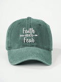 1pc Embroidered "Faith Over Fear" Washed Baseball Cap, Adjustable Sun Protection Casual Hat Suitable For Spring, Autumn, Outdoor, Travel, Beach, Unisex Y2K Style