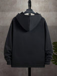 Men's Solid Color Zipper Collar Casual Pocket Drawstring Hoodie For Autumn - MapleCo