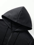 Men's Solid Color Zipper Collar Casual Pocket Drawstring Hoodie For Autumn - MapleCo