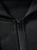 Men's Solid Color Zipper Collar Casual Pocket Drawstring Hoodie For Autumn - MapleCo