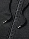 Men's Solid Color Zipper Collar Casual Pocket Drawstring Hoodie For Autumn - MapleCo