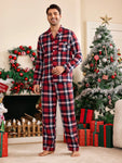 Shein CoupledUp Men's Plaid Christmas Print Loungewear Set - MapleCo