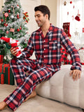 Shein CoupledUp Men's Plaid Christmas Print Loungewear Set - MapleCo