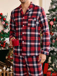 Shein CoupledUp Men's Plaid Christmas Print Loungewear Set - MapleCo