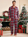 Shein CoupledUp Men's Plaid Christmas Print Loungewear Set - MapleCo