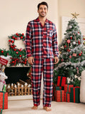 Shein CoupledUp Men's Plaid Christmas Print Loungewear Set - MapleCo