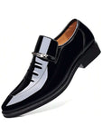 Mens Dress Shoes Formal Business Oxford High Gloss Patent Leather Slip On Loafers Comfortable Shoe For Men