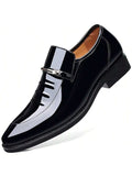 Mens Dress Shoes Formal Business Oxford High Gloss Patent Leather Slip On Loafers Comfortable Shoe For Men