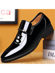 Mens Dress Shoes Formal Business Oxford High Gloss Patent Leather Slip On Loafers Comfortable Shoe For Men