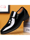 Mens Dress Shoes Formal Business Oxford High Gloss Patent Leather Slip On Loafers Comfortable Shoe For Men