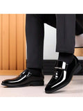 Mens Dress Shoes Formal Business Oxford High Gloss Patent Leather Slip On Loafers Comfortable Shoe For Men