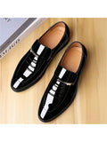 Mens Dress Shoes Formal Business Oxford High Gloss Patent Leather Slip On Loafers Comfortable Shoe For Men