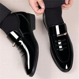 Mens Dress Shoes Formal Business Oxford High Gloss Patent Leather Slip On Loafers Comfortable Shoe For Men