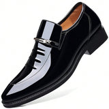 Mens Dress Shoes Formal Business Oxford High Gloss Patent Leather Slip On Loafers Comfortable Shoe For Men