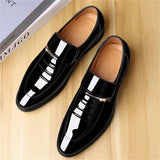 Mens Dress Shoes Formal Business Oxford High Gloss Patent Leather Slip On Loafers Comfortable Shoe For Men