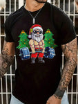 Men's Casual Christmas Themed Print - Santa Claus With Sunglasses, Christmas Tree Short Sleeve T-Shirt - MapleCo