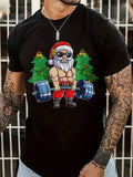 Men's Casual Christmas Themed Print - Santa Claus With Sunglasses, Christmas Tree Short Sleeve T-Shirt - MapleCo