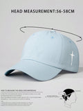 1pc Embroidered Cross Side Baseball Cap, Unisex Outdoor Sun Hat For Boys Girls Casual Wear Spring Autumn Travel Beach