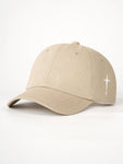 1pc Embroidered Cross Side Baseball Cap, Unisex Outdoor Sun Hat For Boys Girls Casual Wear Spring Autumn Travel Beach