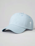 1pc Embroidered Cross Side Baseball Cap, Unisex Outdoor Sun Hat For Boys Girls Casual Wear Spring Autumn Travel Beach